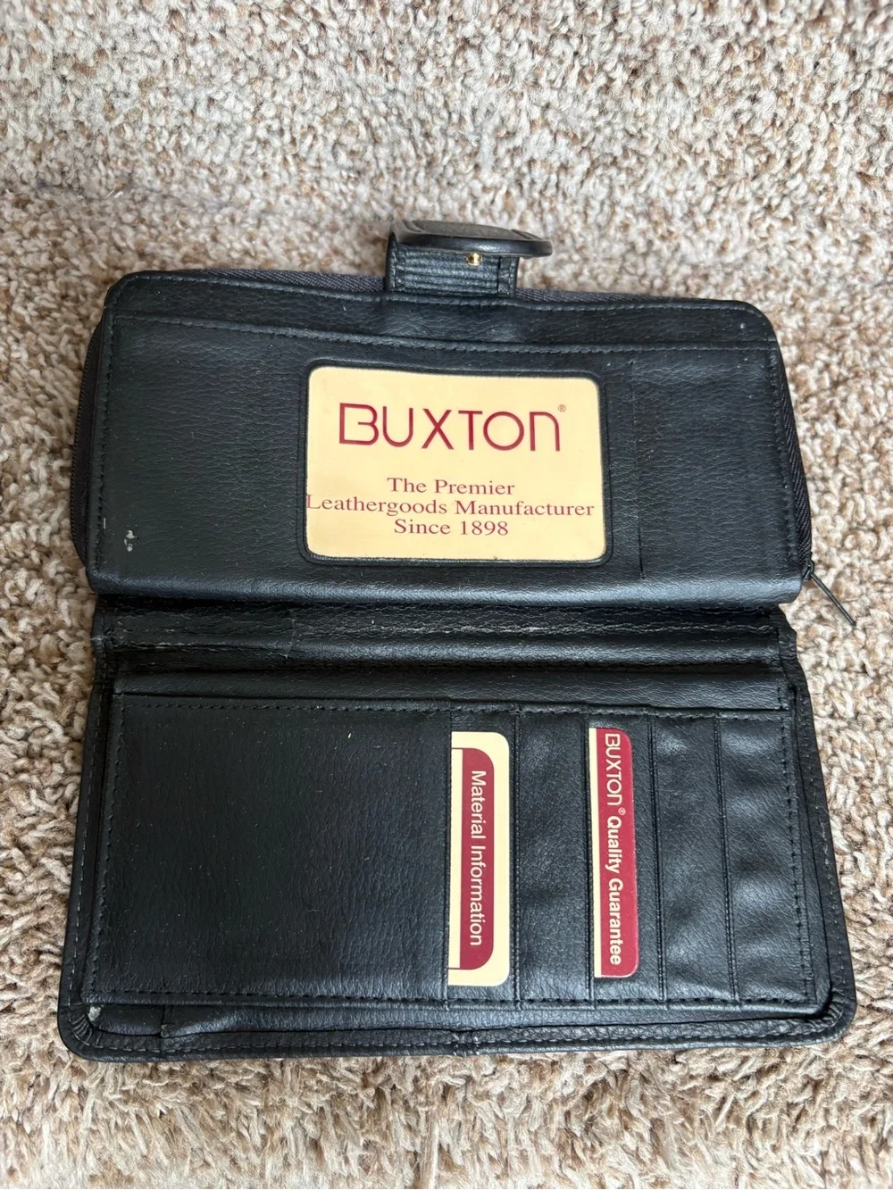 Buxton Black Leather Folded Men’s Wallet with Card Slots